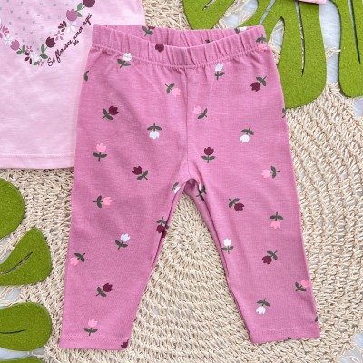 Conj. Blusa Manga Longa Só Floresce Amor Aqui e Calça Legging - Rose e Uva